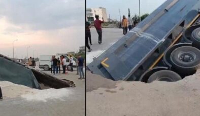 Adana’da ilginç kaza! Yer yarıldı, içerisine düştü