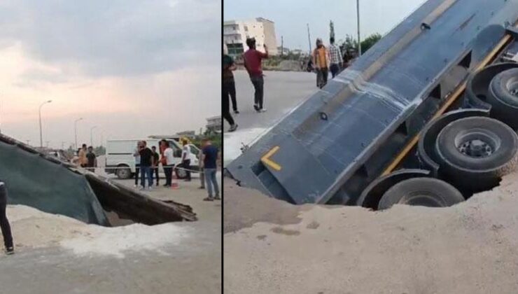 Adana’da ilginç kaza! Yer yarıldı, içerisine düştü