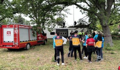 Kırklareli’nde yolcu otobüsü devrildi… 11 kişi yaralandı