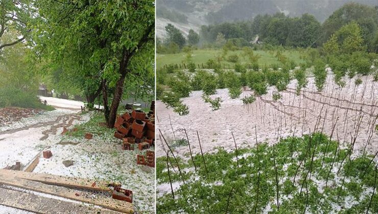 Ordu’ya fındık büyüklüğünde dolu yağdı: Meyve bahçeleri ile ekili alanlar zarar gördü