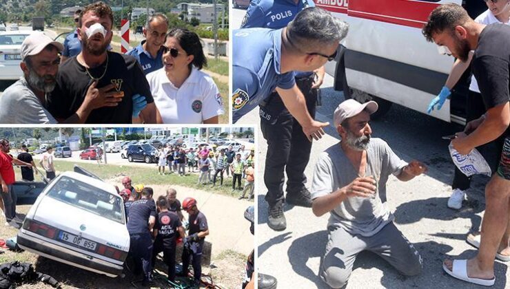 Antalya’da oğulları kaza yapan baba, olay yerinde gözyaşlarına boğuldu