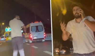 Sultanbeyli’de trafikte kavga! Otomobilin önünü kesip kaputun üstüne yattı