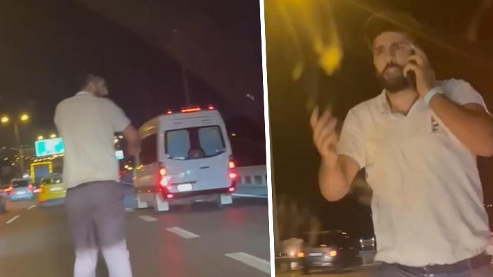 Sultanbeyli’de trafikte kavga! Otomobilin önünü kesip kaputun üstüne yattı