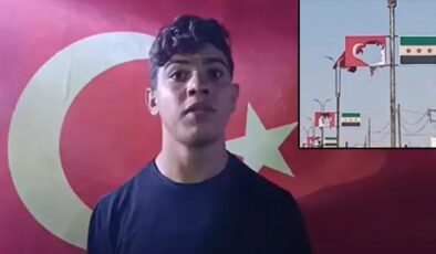 Suriye’de Türk bayrağına saldıran provokatör yakalandı! Türk bayrağı önünde özür diledi: Çok pişmanım