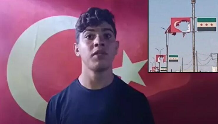 Suriye’de Türk bayrağına saldıran provokatör yakalandı! Türk bayrağı önünde özür diledi: Çok pişmanım