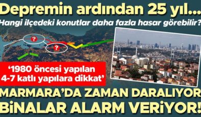 Depremin ardından 25 yıl: Marmara’da zaman daralıyor, binalar alarm veriyor! Hangi ilçedeki konutlar daha fazla hasar görebilir? ‘1980 öncesi yapılan 4-7…