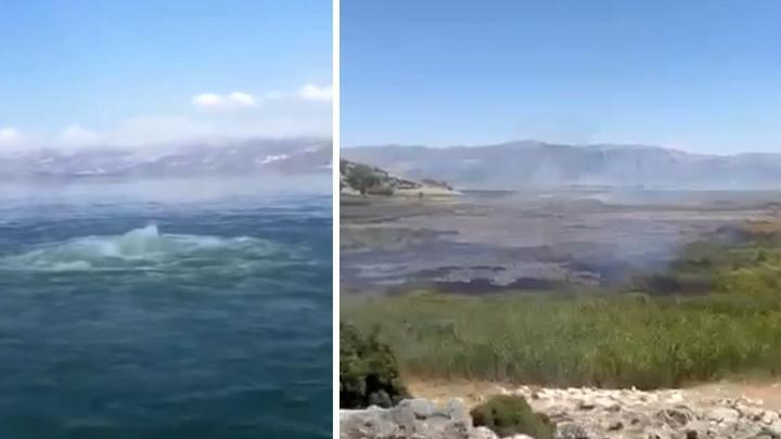 Isparta’da Eğirdir Gölü’nde metan gazı dumanı görüntülendi