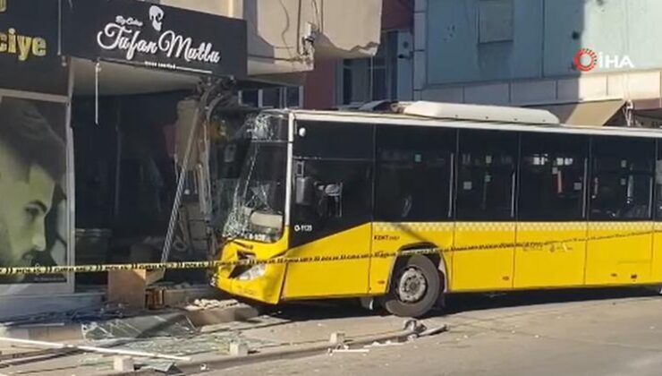 Pendik’te İETT otobüsü, kuaför dükkanına daldı: Bina tahliye edildi