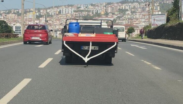 Kamyonetin arkasındaki tesisat görenleri şaşkına çevirdi