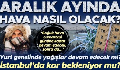 Aralık ayında hava nasıl olacak? İstanbul’da kar bekleniyor mu? ‘Soğuk hava cumartesi gününe kadar devam edecek, sonra da…’