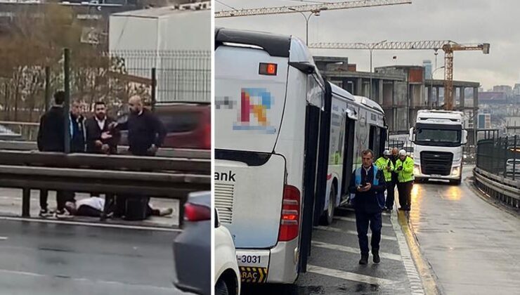 Akılalmaz kaza! Rögar kapağı metrobüsün camını kırdı, yolcu yola düştü