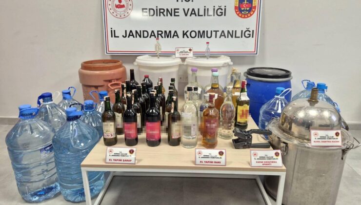 Edirne’de 384 litre sahte içki ele geçirildi